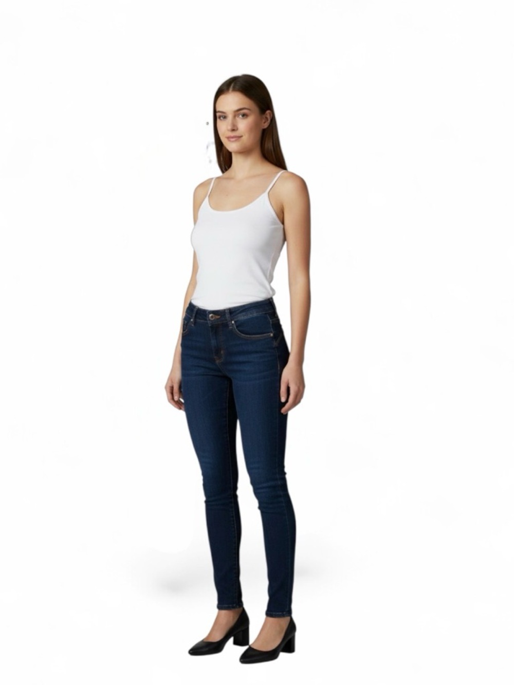 Women's Dark Indigo Skinny Jeans - Slim Fit & Red Cherry Blossom Earrings